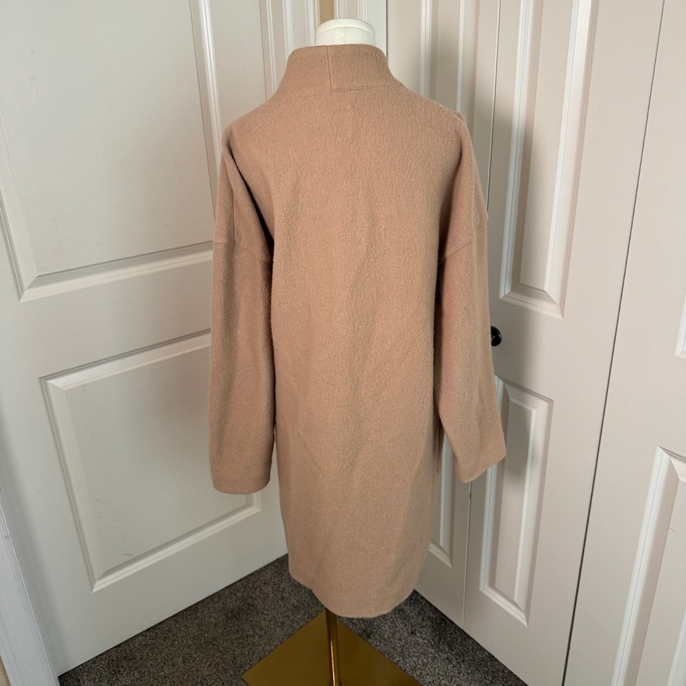 Aritzia Babaton Tamarak Merino Wool Open Front Coat Camel Long Jacket - Picture 5 of 10